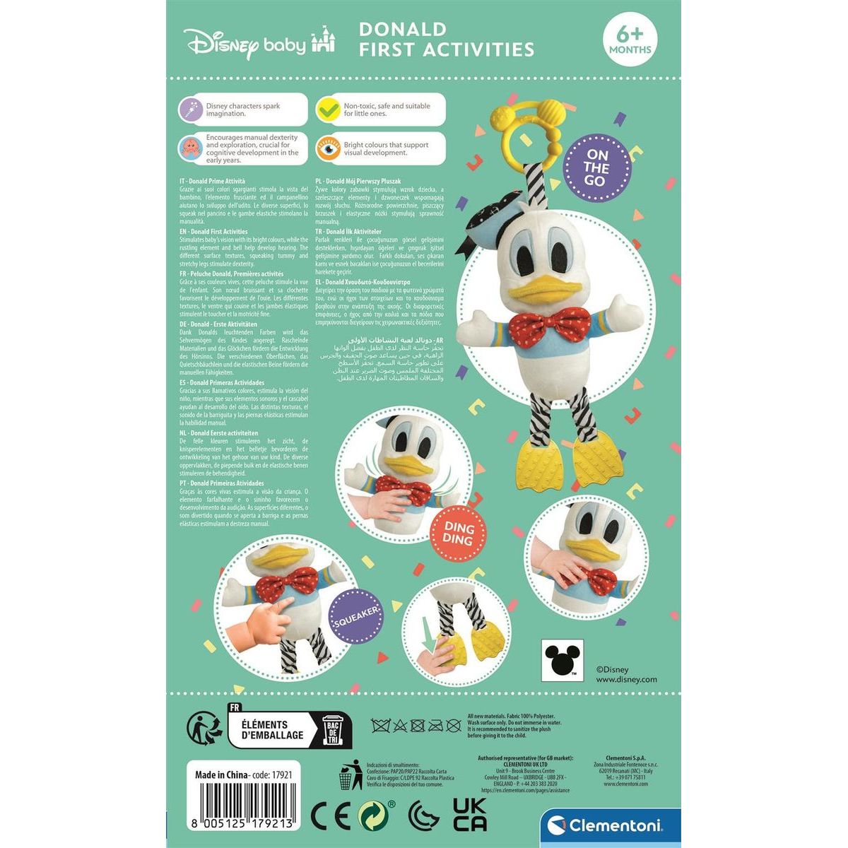 Clementoni Plyšový Kačer Donald se závěsem na postýlku