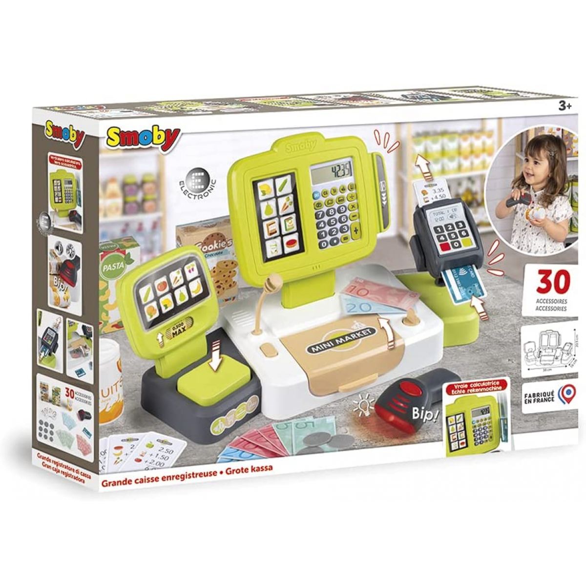 Smoby Pokladna elektronická s váhou zelenošedá