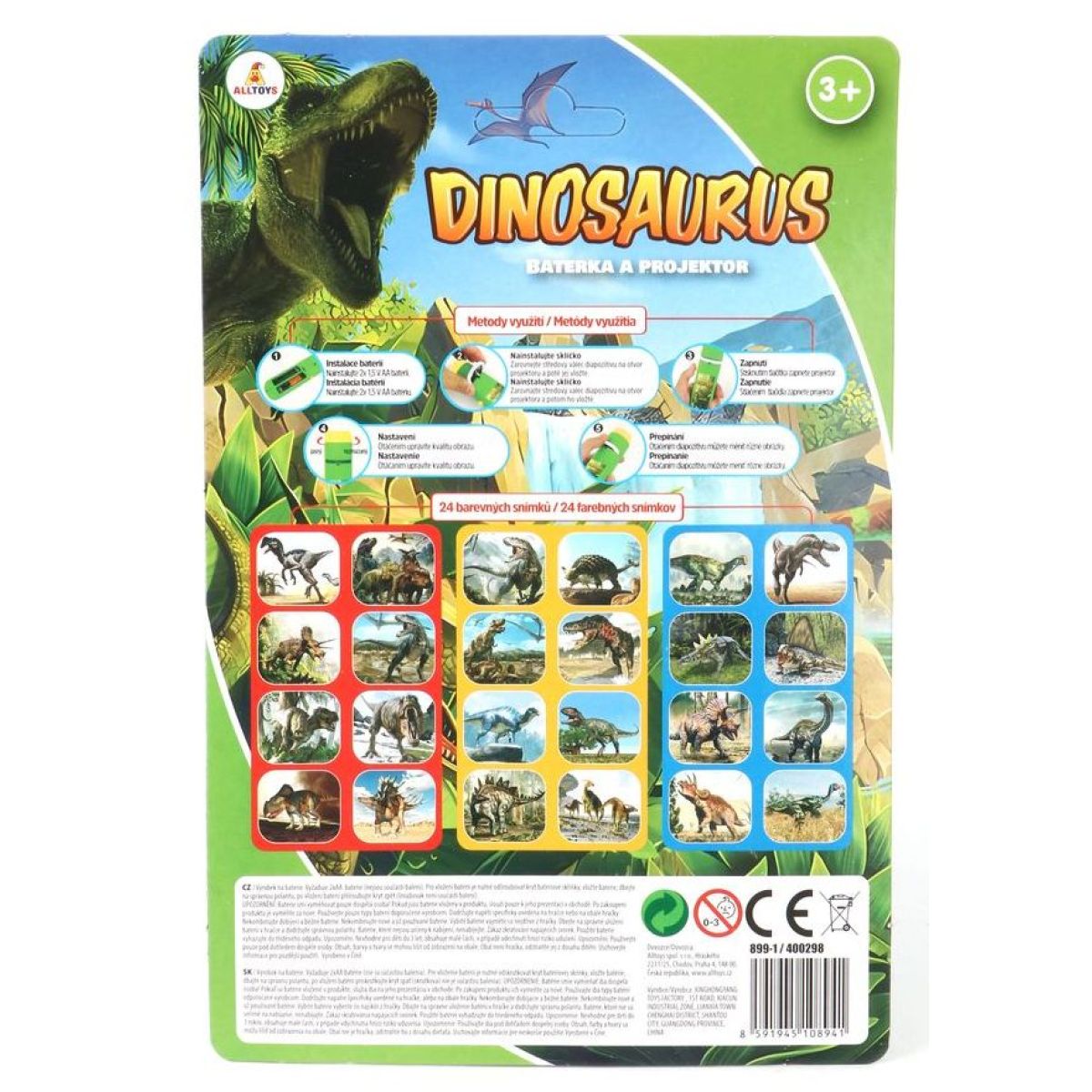Baterka a projektor Dinosaurus