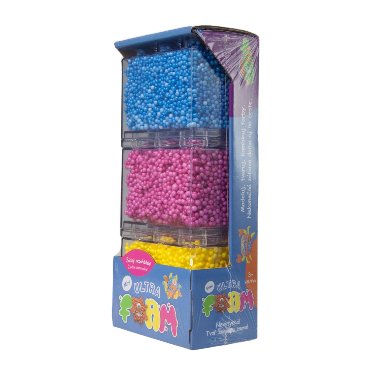 Ultra Foam mini balení 3 ks - modrá, nachová, žlutá modelovací hmota