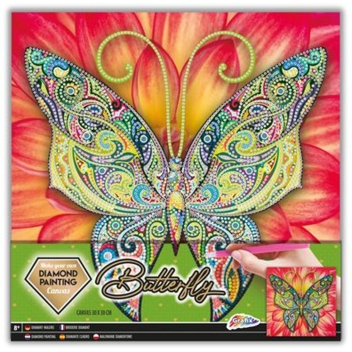 Diamantové malování Motýl 30x30cm