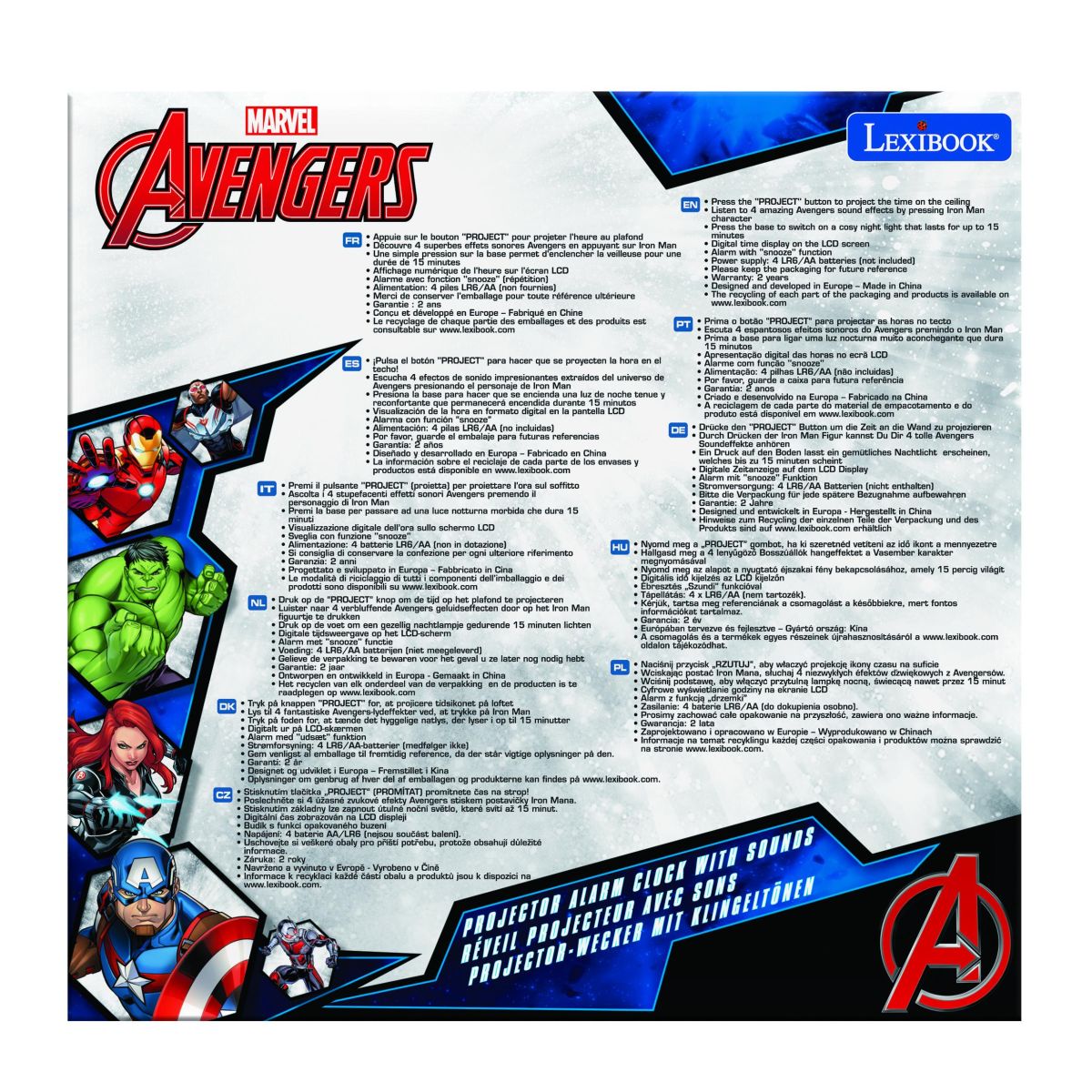 Lexibook 3D budík Avengers s projekcí času