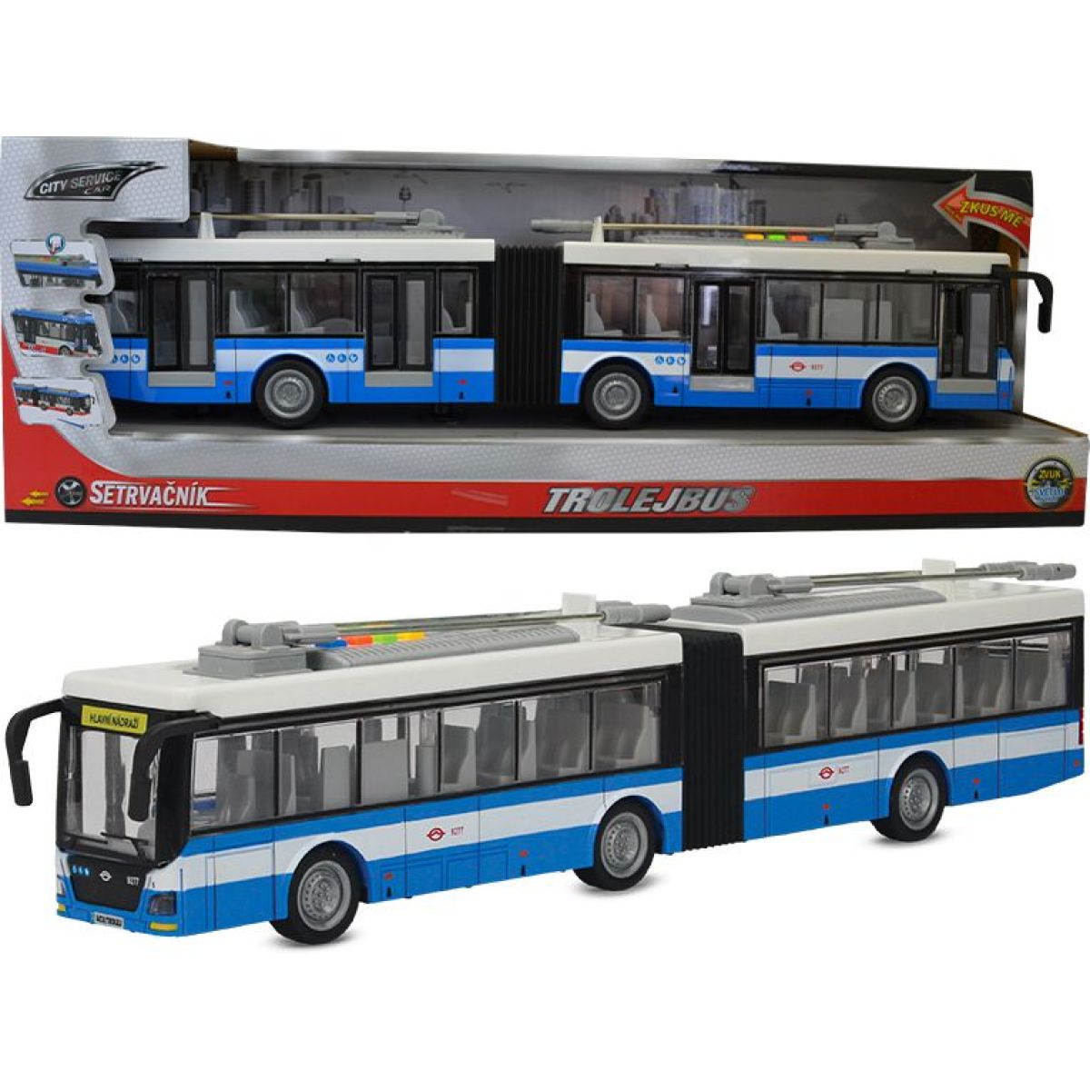 Sparkys CITY SERVICE CAR - 1:16 Trolejbus kloubový modro-bílý