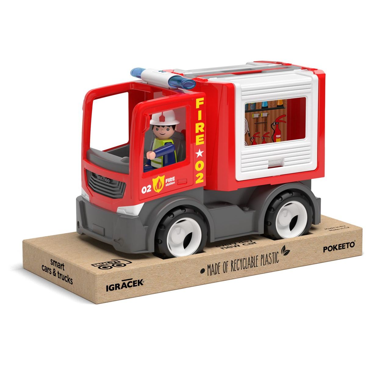 ECO MultiGO Fire - Multikorbička s hasičem - auto s Igráčkem
