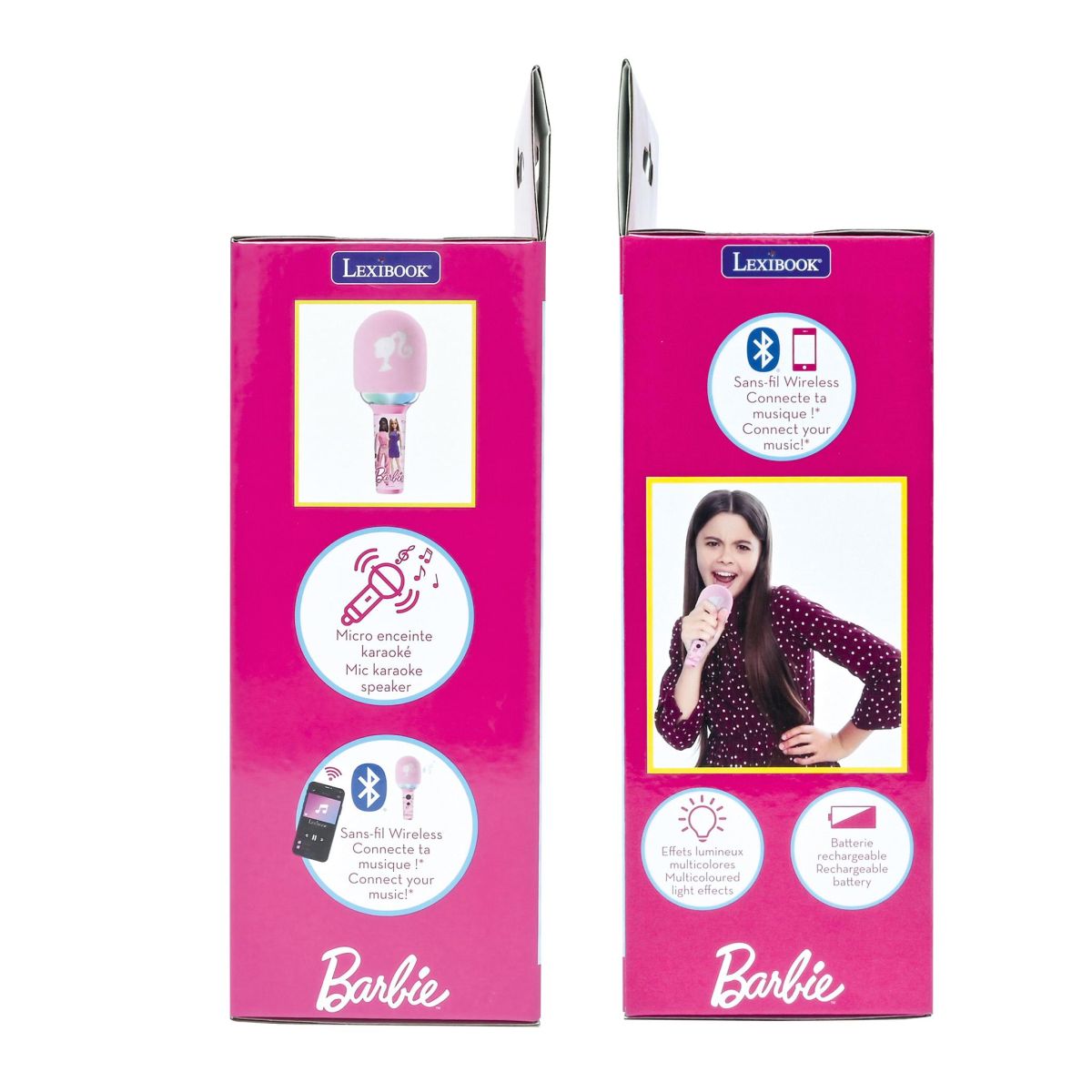 Lexibook Svítící bezdrátový karaoke mikrofon Barbie