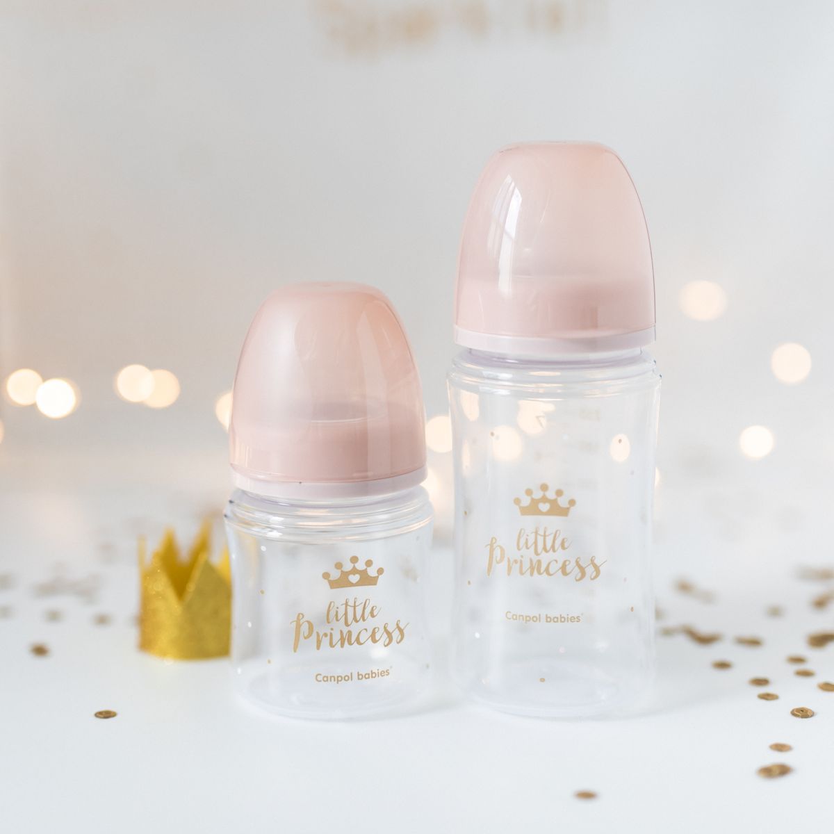 Canpol babies Lahev se širokým hrdlem Royal Baby 240 ml růžová
