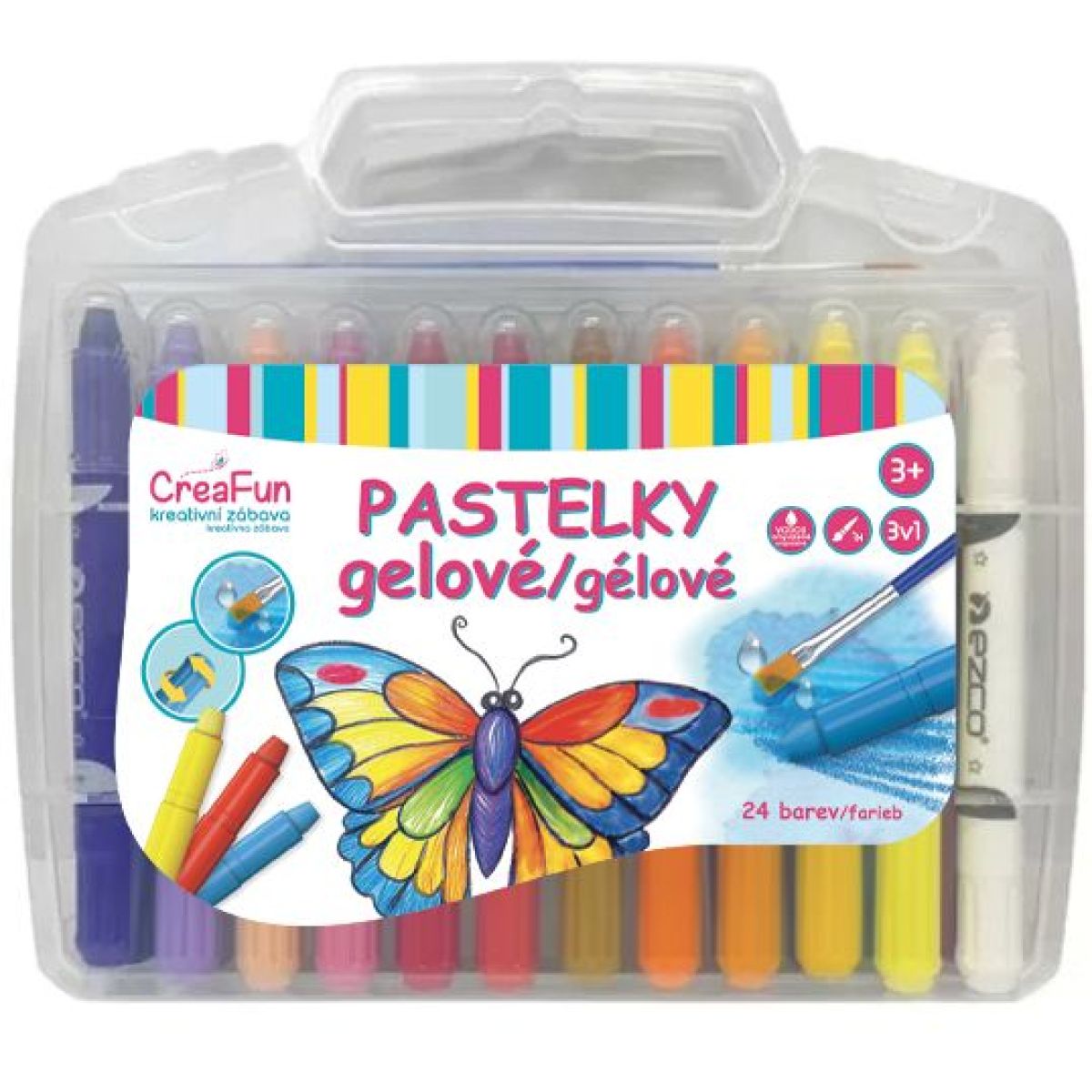 Sparkys CreaFun - Pastelky gelové 3v1 omyvatelné - sada 24 ks + štětec