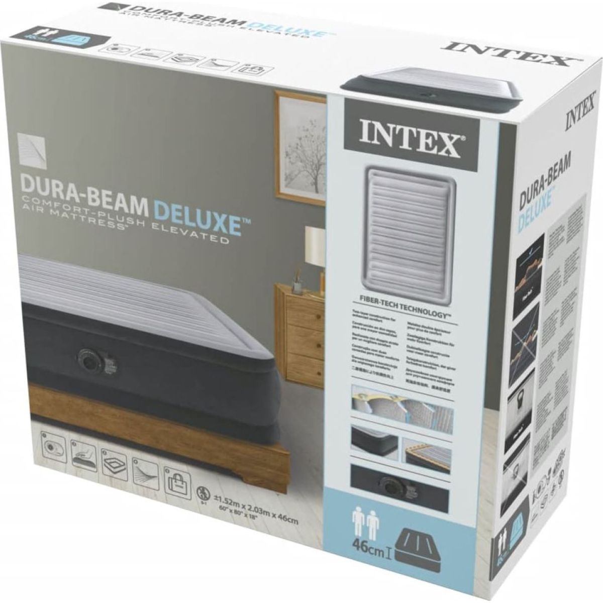 Intex 64414ND Nafukovací matrace Dura - Beam Deluxe 152 x 203 x 46 cm - Poškozený obal