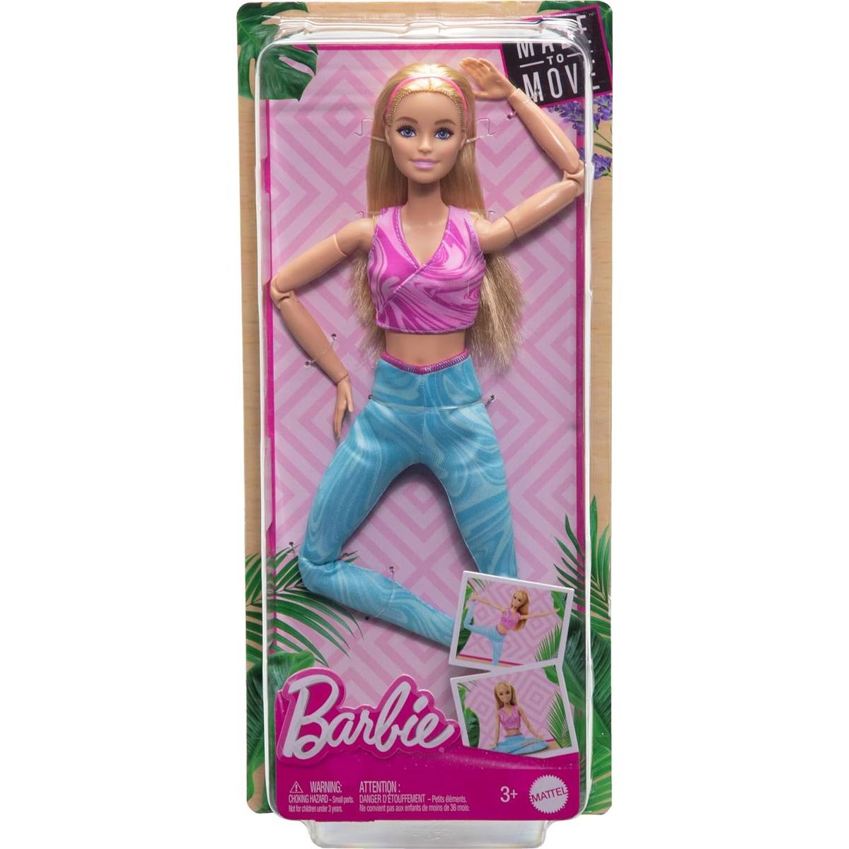 Mattel Barbie v pohybu - blondýnka v modrých legínách