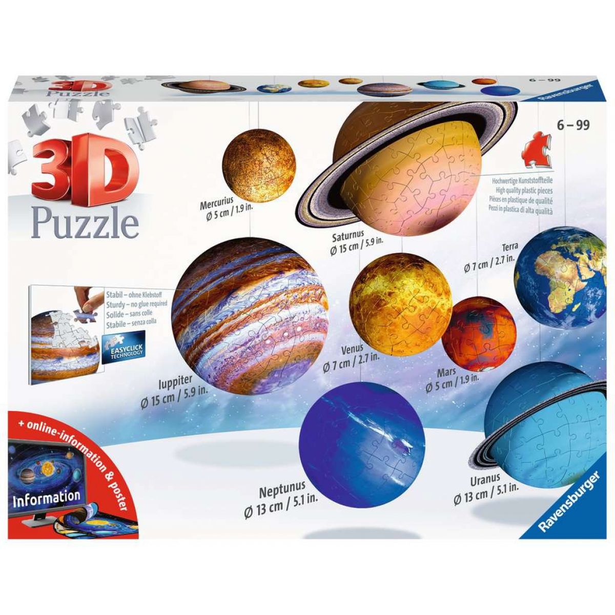 Ravensburger 3D Puzzle Planetární soustava 522 dílků