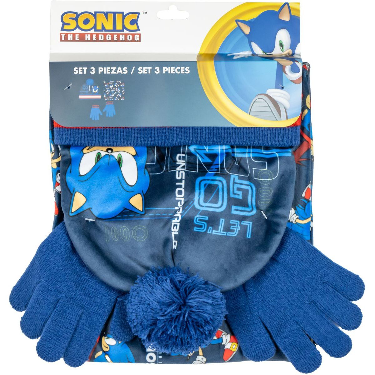 Cerdá Sada čepice, rukavice a nákrčník Sonic