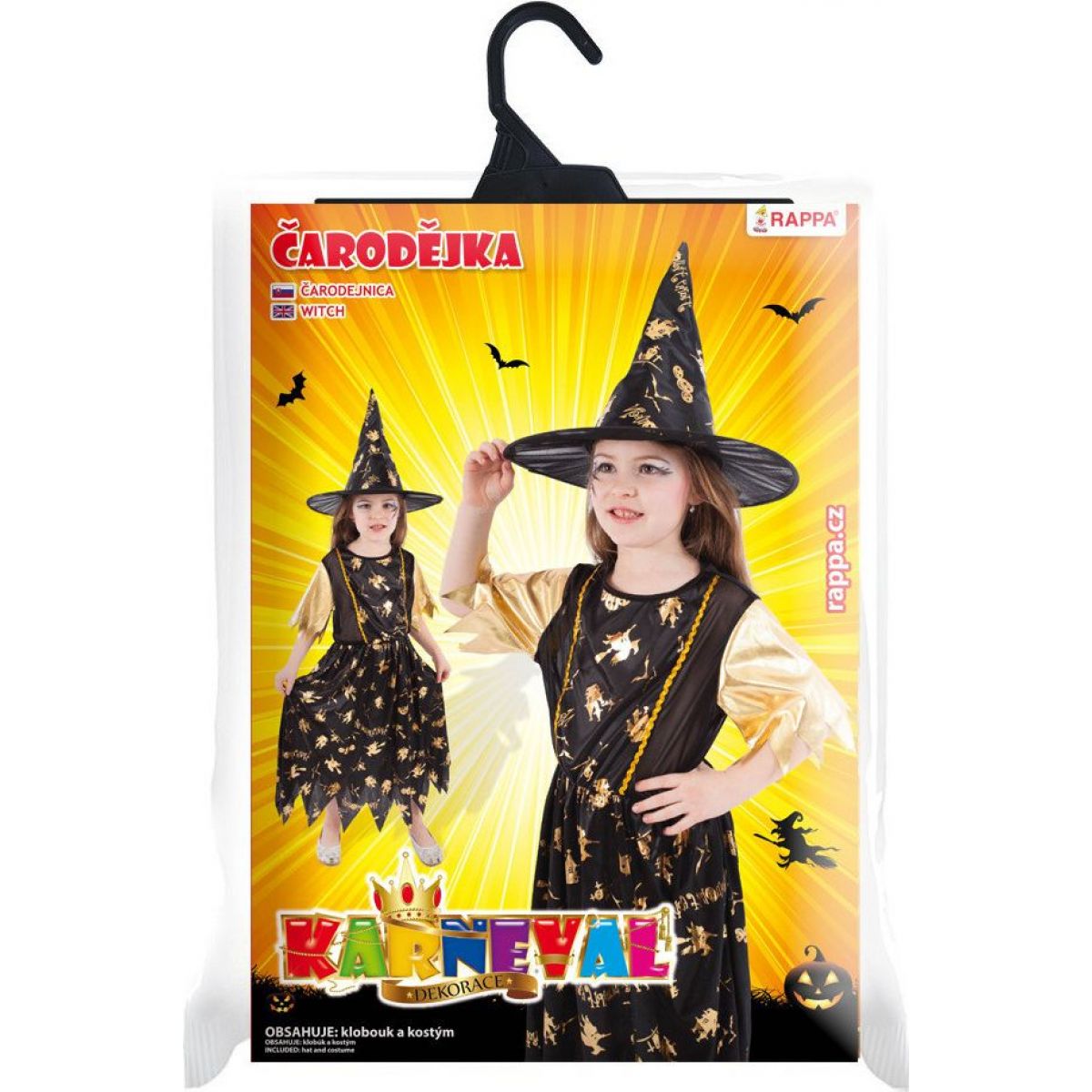 Rappa Dětský kostým Čarodějnice Halloween 116 - 128 cm