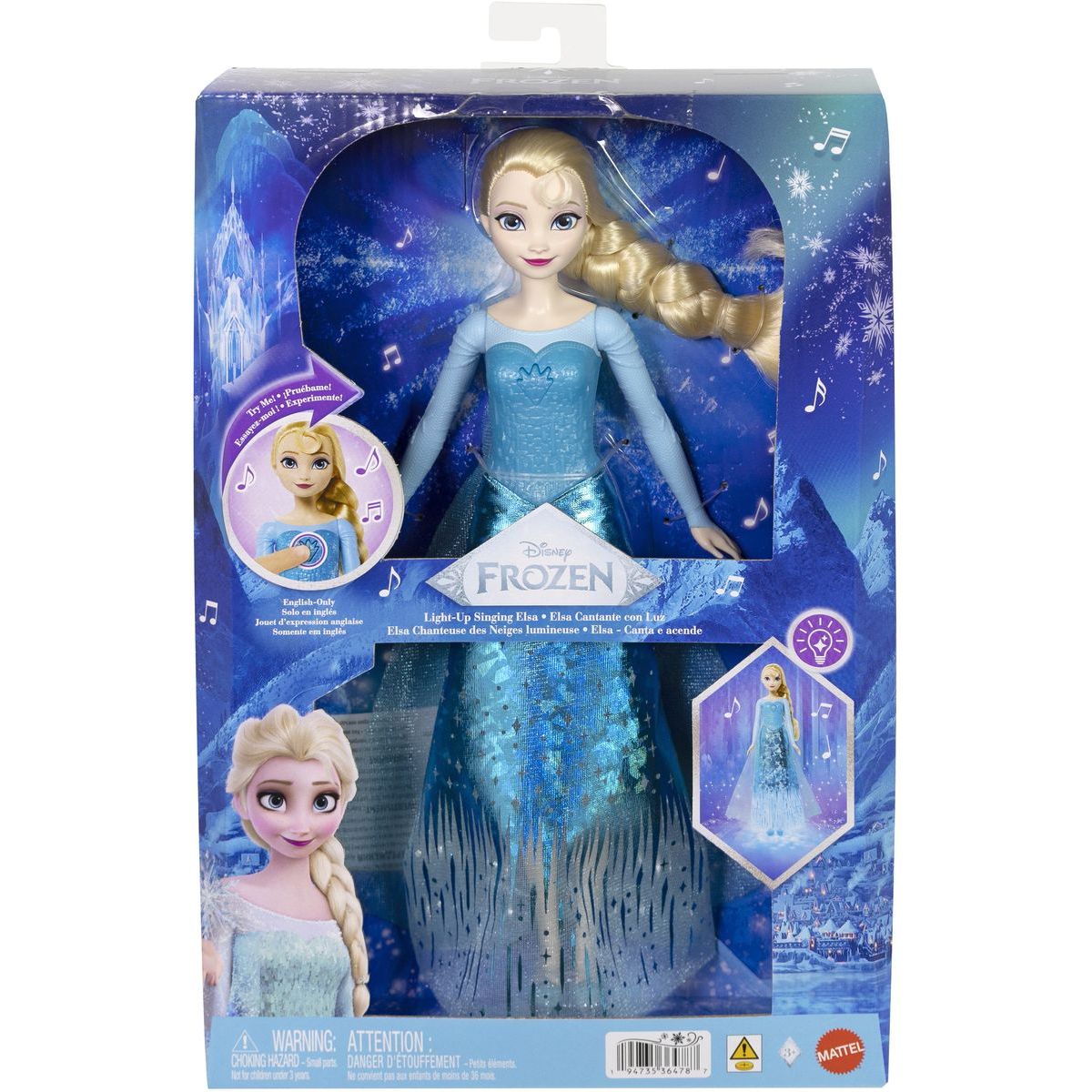 Mattel Frozen Elsa zpívající anglicky se světly