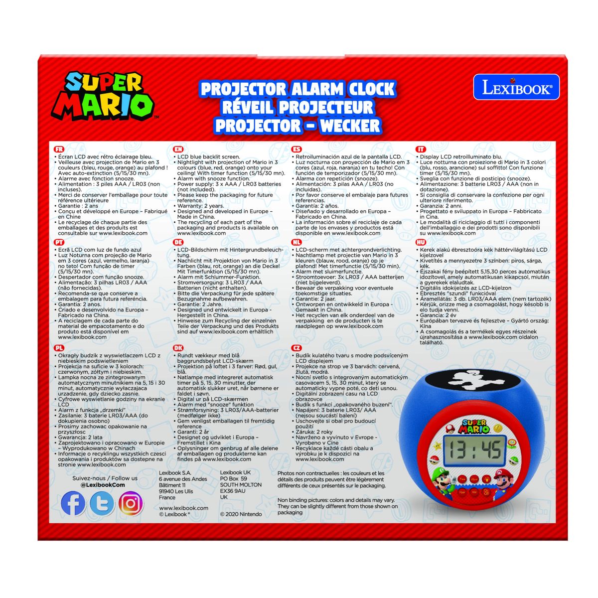 Lexibook Budík Super Mario se stropním projektorem