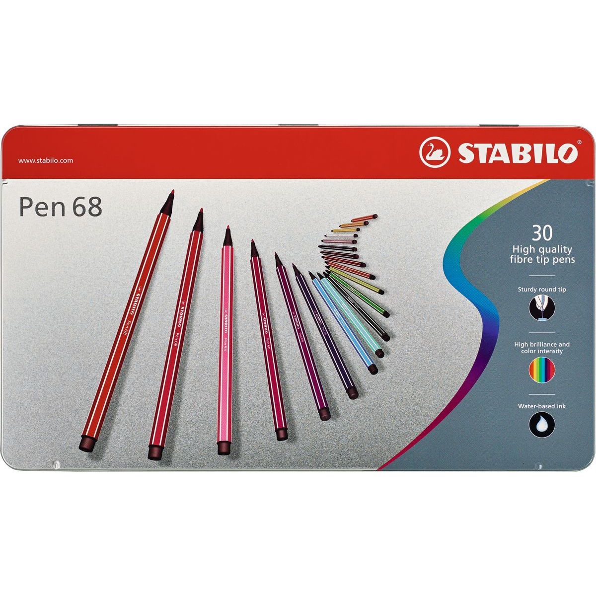 Prémiový vláknový fix STABILO Pen 68 30 ks sada v plechu