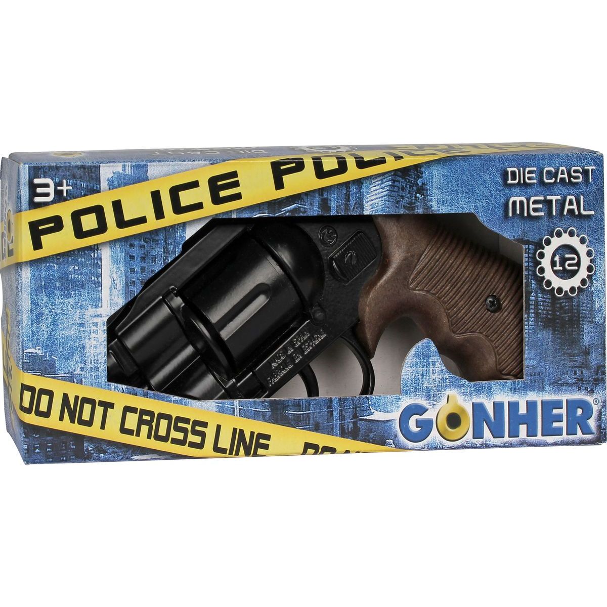 Policejní revolver Gold colection černý kovový 12 ran