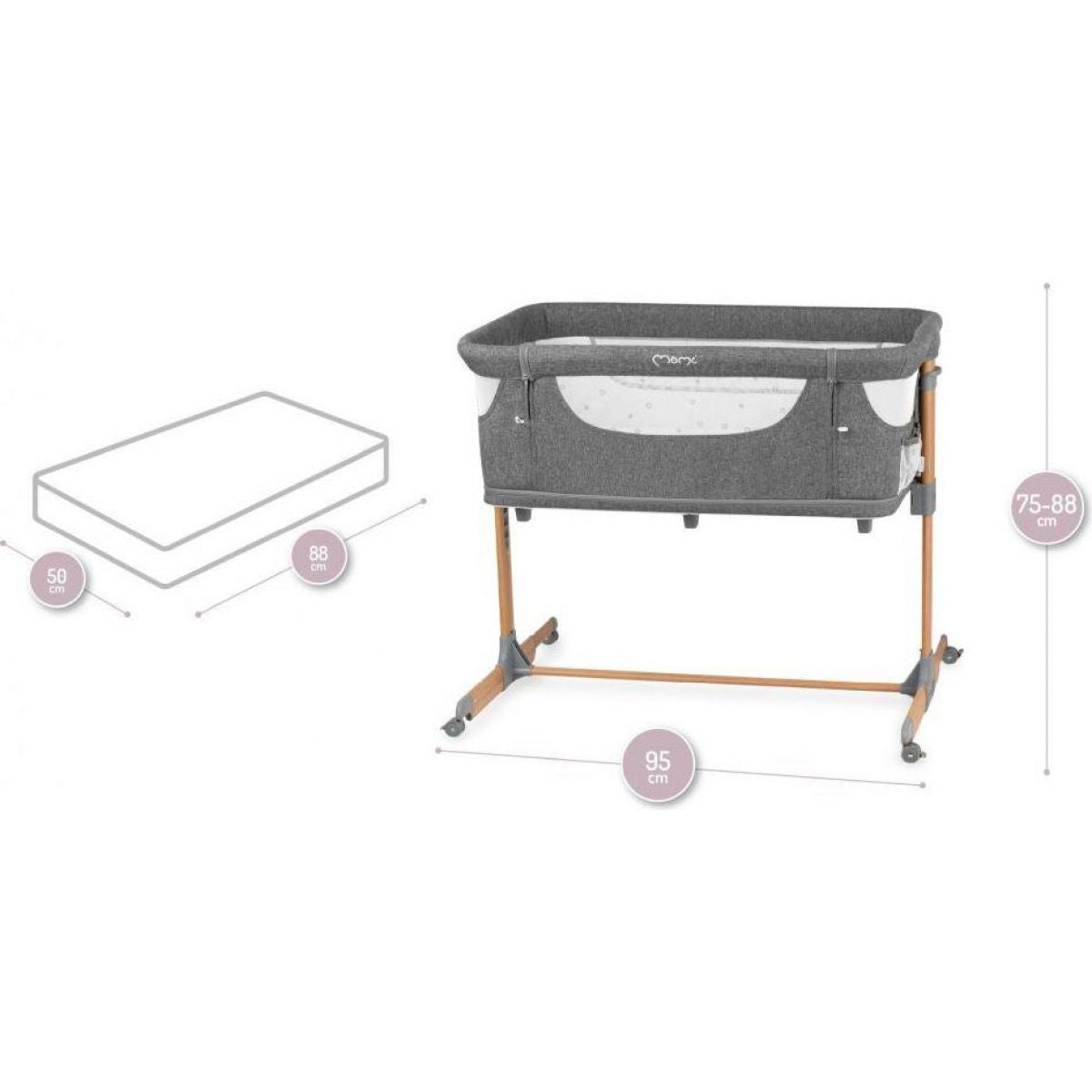 Postýlka MoMi Smart Bed 4 v 1 šedá - Poškozený obal