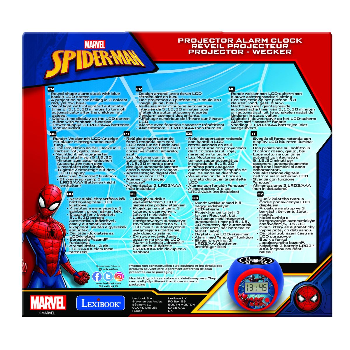 Lexibook Budík Spiderman se stropním projektorem