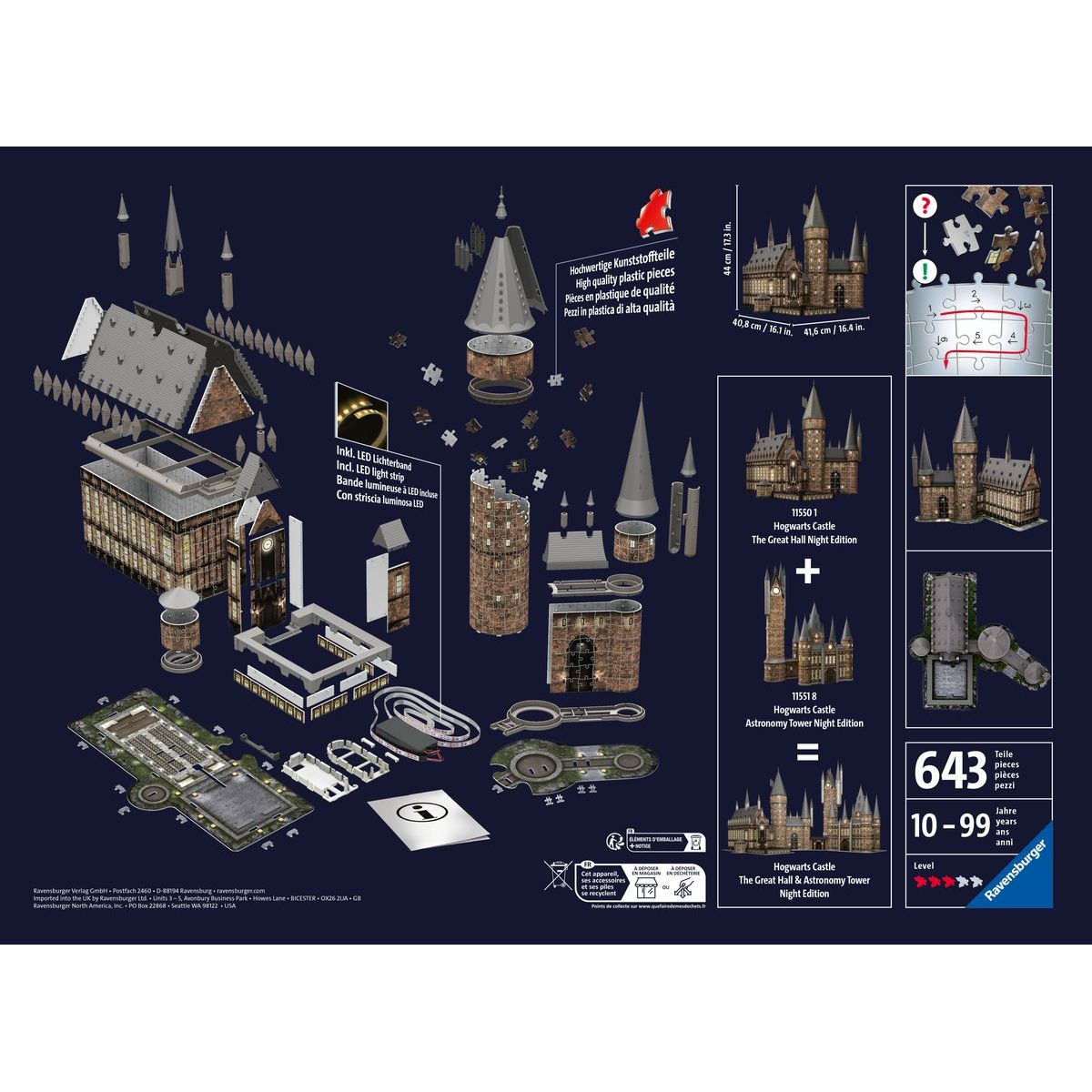 Ravensburger 115501 Harry Potter Bradavický hrad Velká síň Noční edice 540 dílků