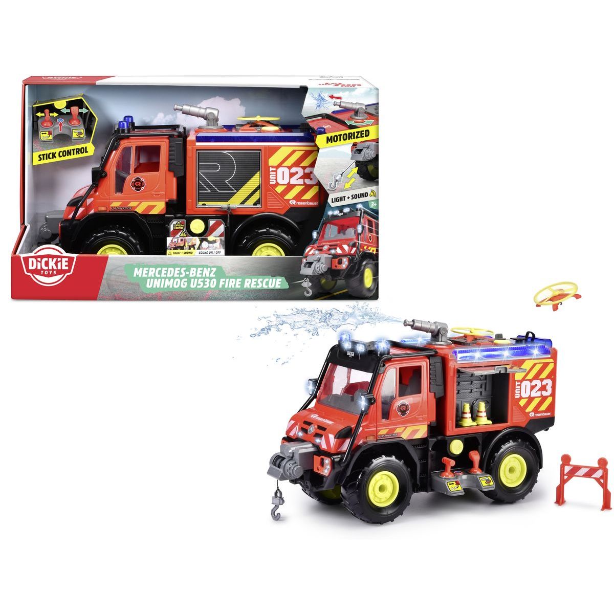Dickie Hasičské auto Unimog U530 50 cm, světlo, zvuk