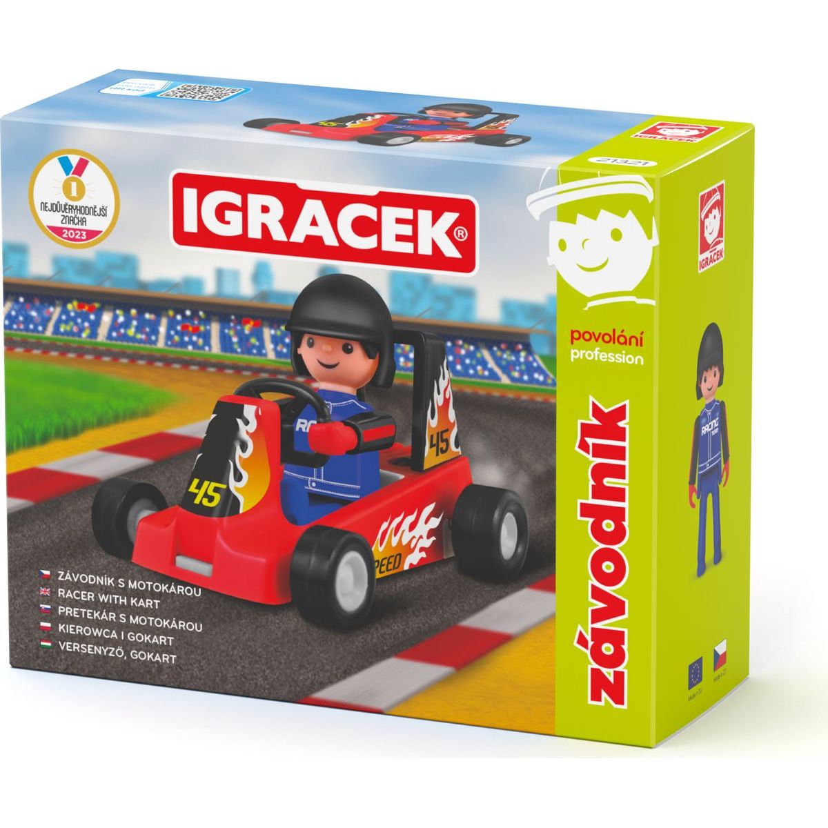 Igráček Závodník - figurka s červenou motokárou