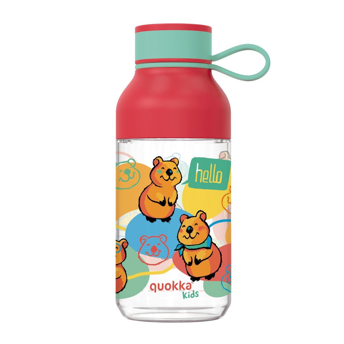 Quokka Plastová láhev Ice Kids s poutkem Happy 430 ml