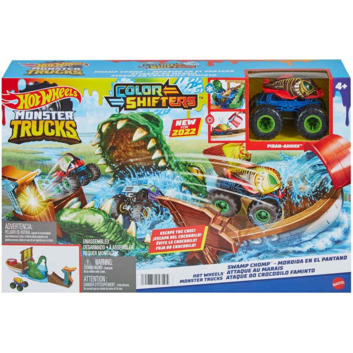 Hot Wheels Monster Trucks Color Shifters zuřivý krokodýl