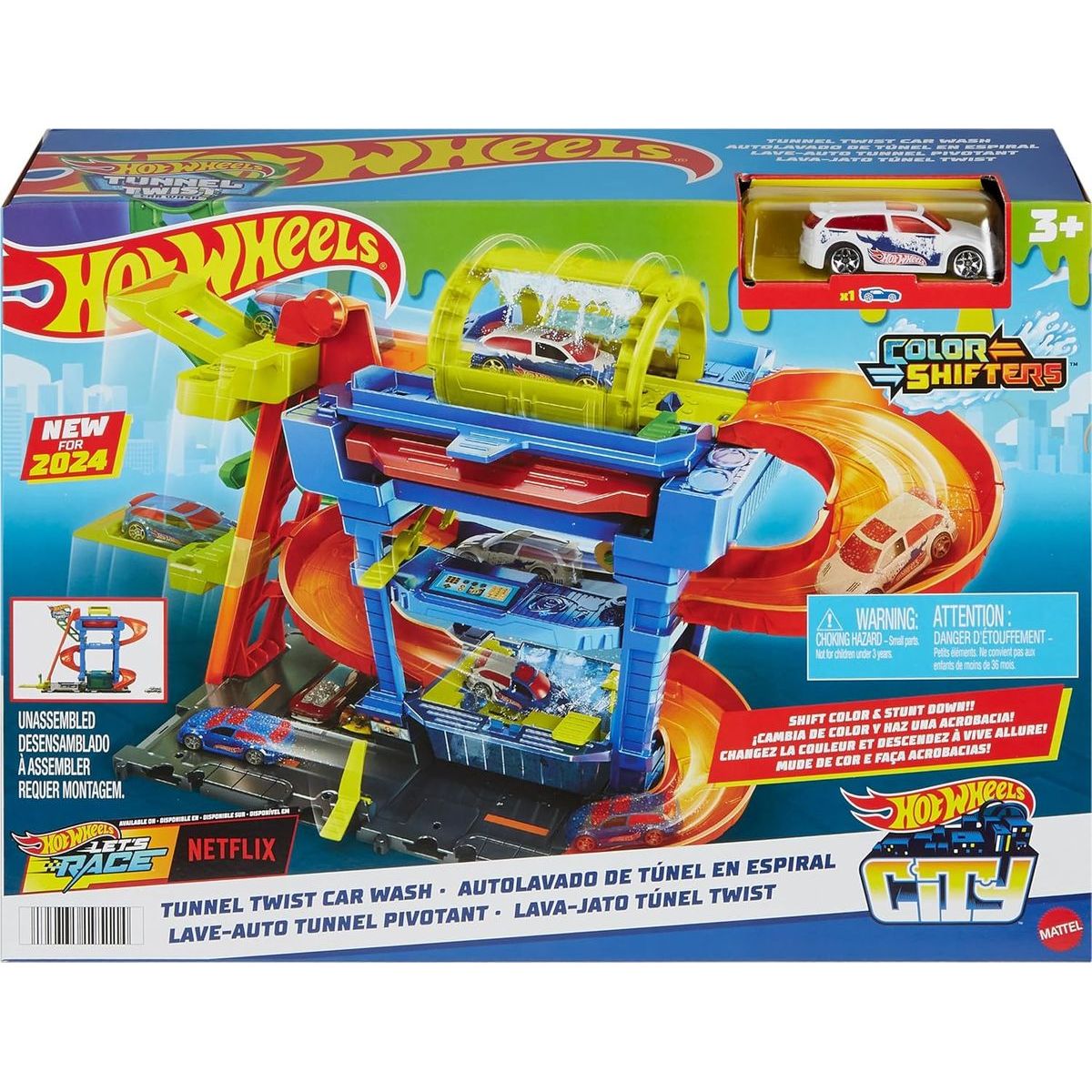 Mattel Hot Wheels City Color shifters automyčka s otočným tunelem