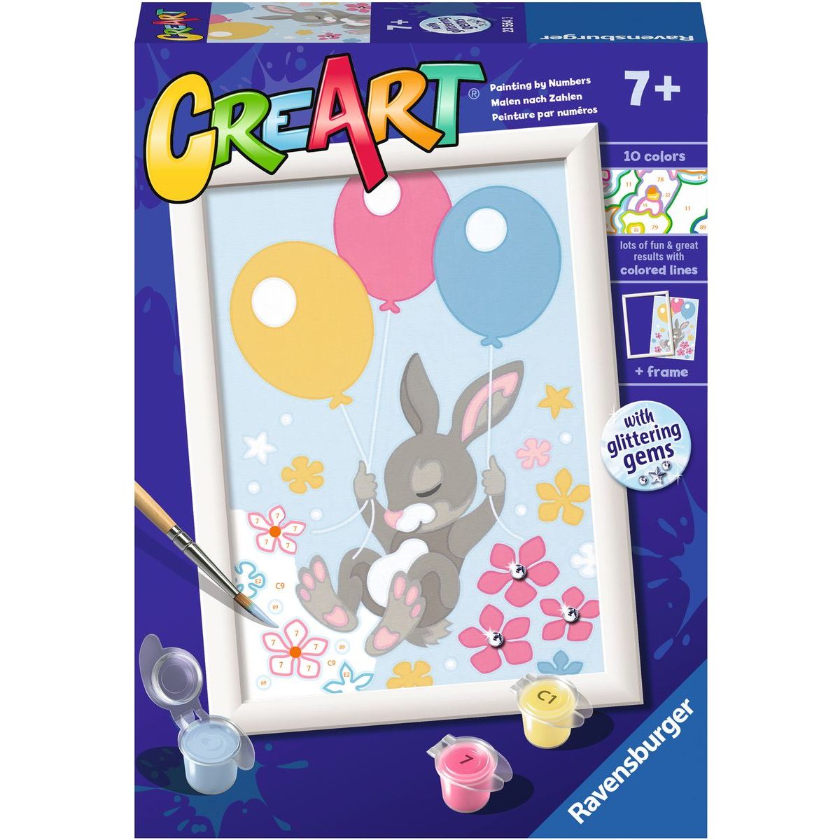 CreArt 235643 Létající zajíček s balónky (se třpytivými kamínky)