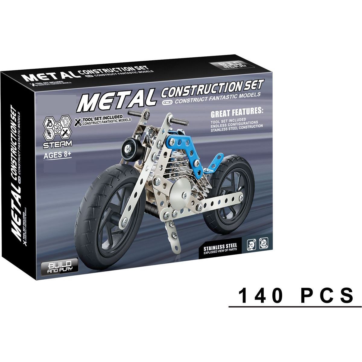 Kovová stavebnice 140 ks - Motorka