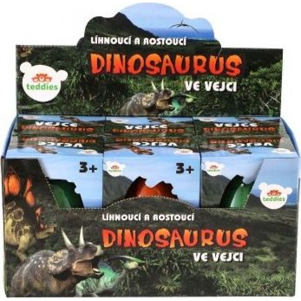 Vejce líhnoucí a rostoucí dinosaurus plast zelené