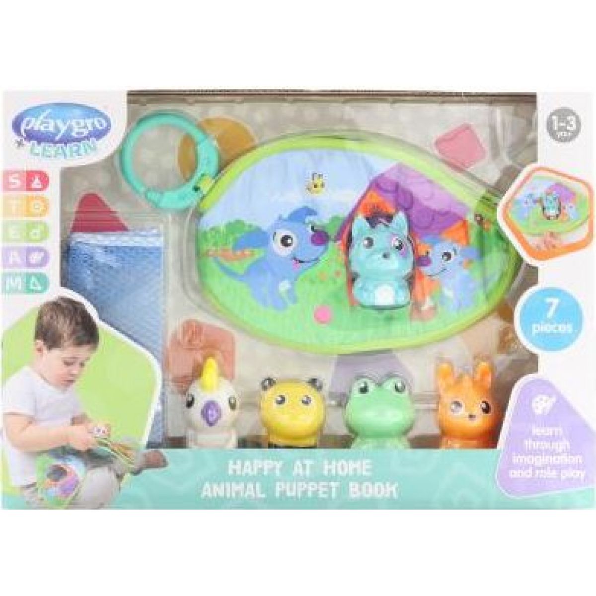 Playgro Veselá knížka se zvířecími maňásky