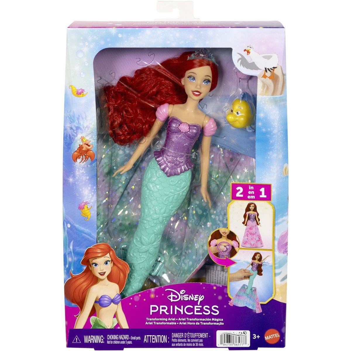 Mattel Disney Princezna Ariel s proměnou