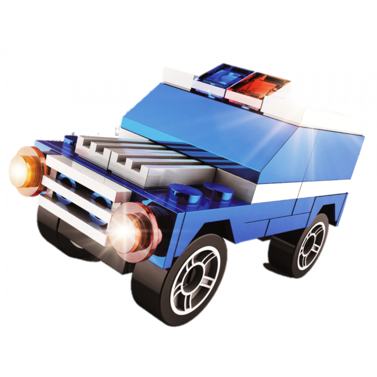Stavebnice Policie s LED kostkou 2v1 - SUVS