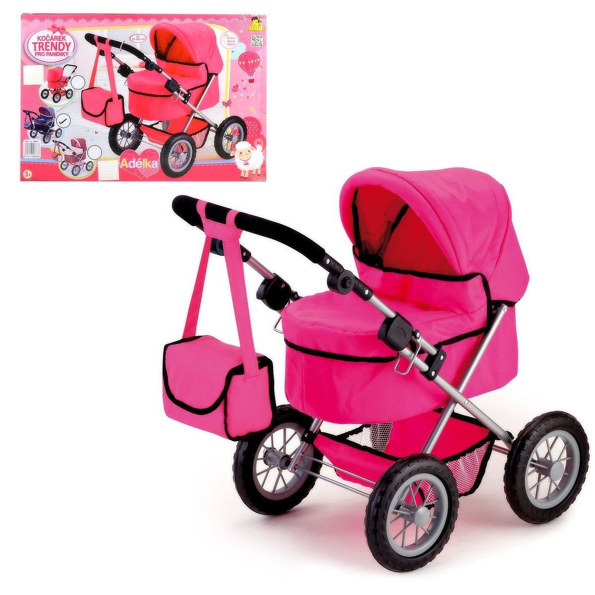 Hluboký kočárek pro panenky Adélka 68 cm