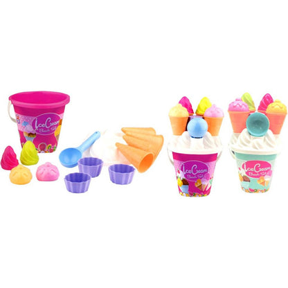 Sada na písek zmrzlina a cup cake modrý kyblík