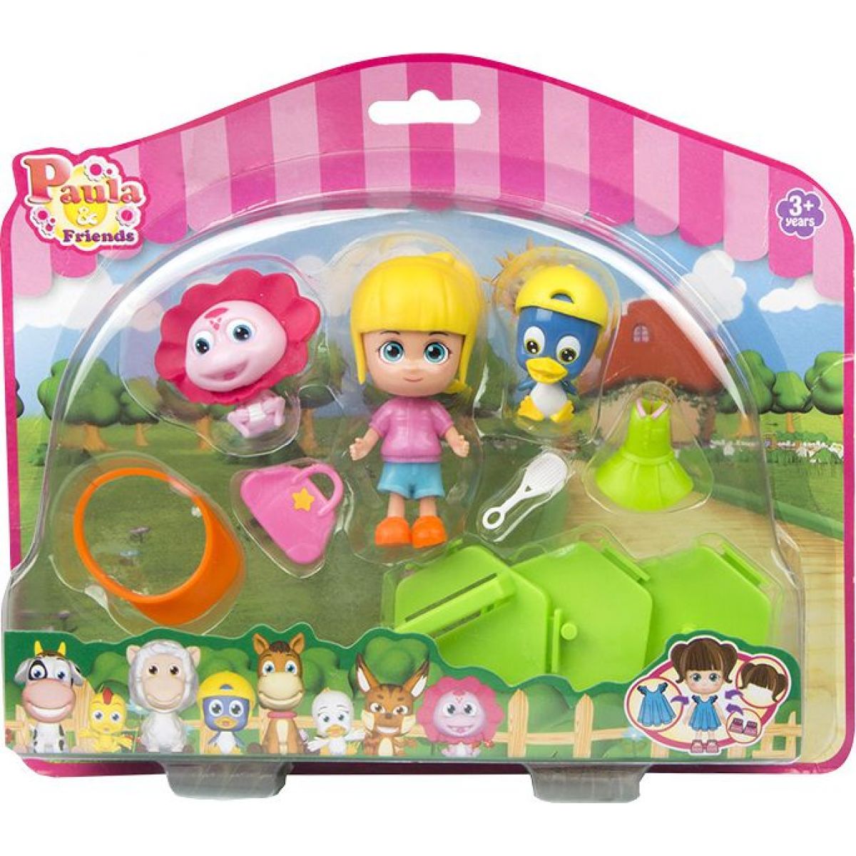Paula & Friends panenka s doplňky a zvířátkem malý tučňák a růžová lvíček