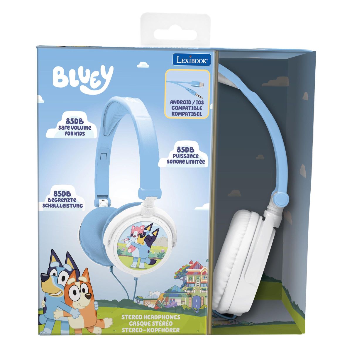 Lexibook Skládací drátová sluchátka Bluey s limitem hlasitosti