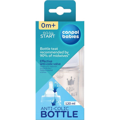 Canpol babies Lahev se širokým hrdlem Royal Baby 120 ml modrá
