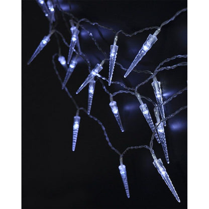 LED venkovní rampouchy, 50 LED, časovač, 8 funkcí, IP44, 3 x AA baterie