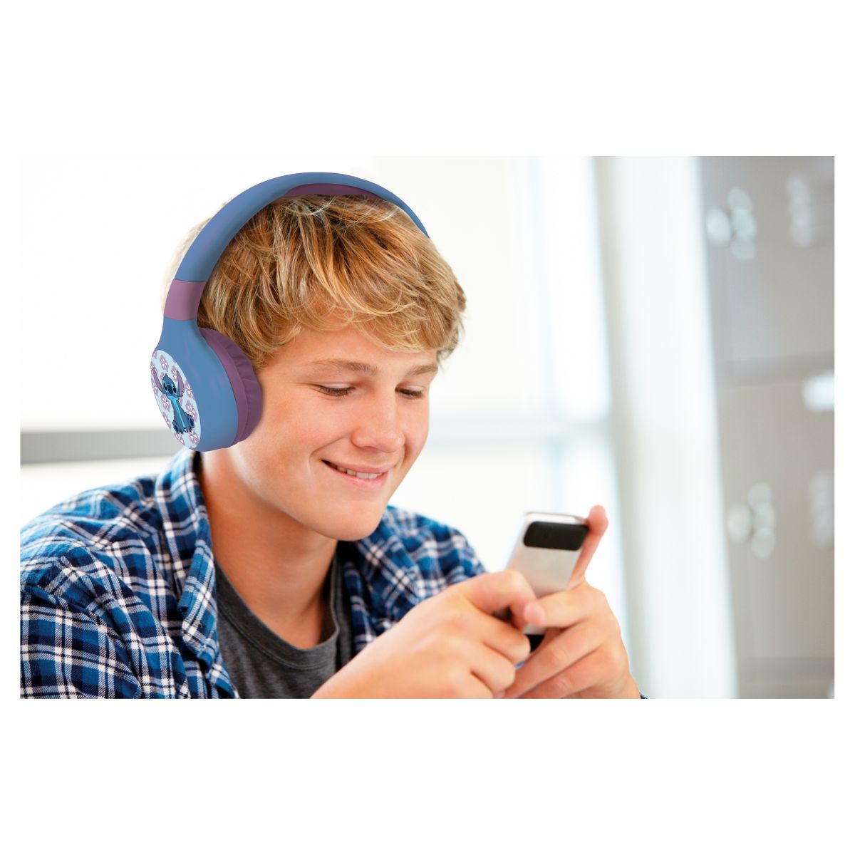 Lexibook 2v1 bluetooth skládací sluchátka Stitch s limitem hlasitosti
