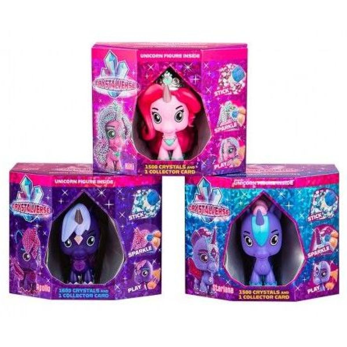 Figurka galaktického jednorožce Crystalverse růžová