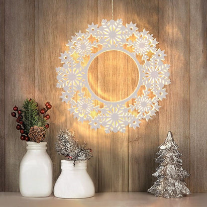 Solight LED dřevěný vánoční věnec, 10x LED, bílá, 30cm, časovač, 2x AA - Poškozený obal