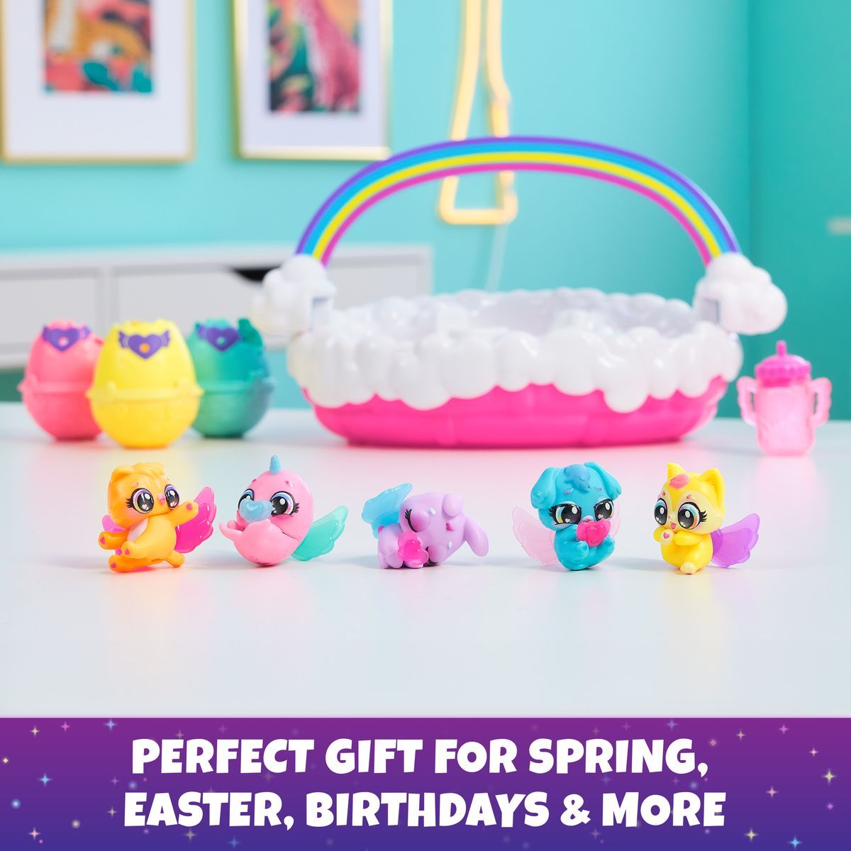 Hatchimals multi balení mráček s neónovou duhou