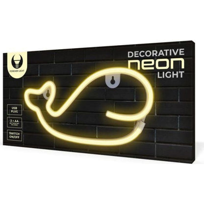 Dekorativní LED neon Velryba teplá bílá
