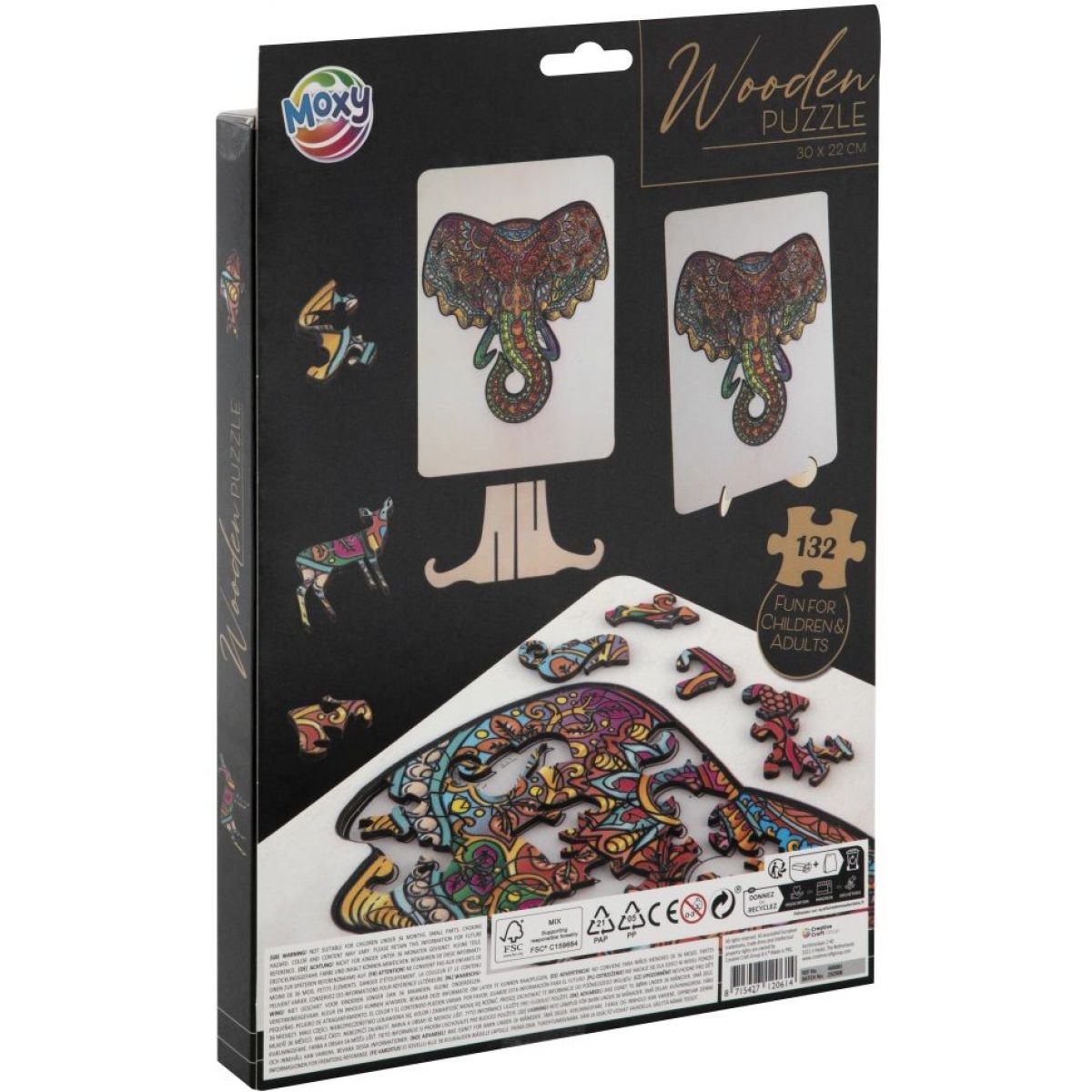 Craft Creative Dřevěné puzzle Slon 132 dílků