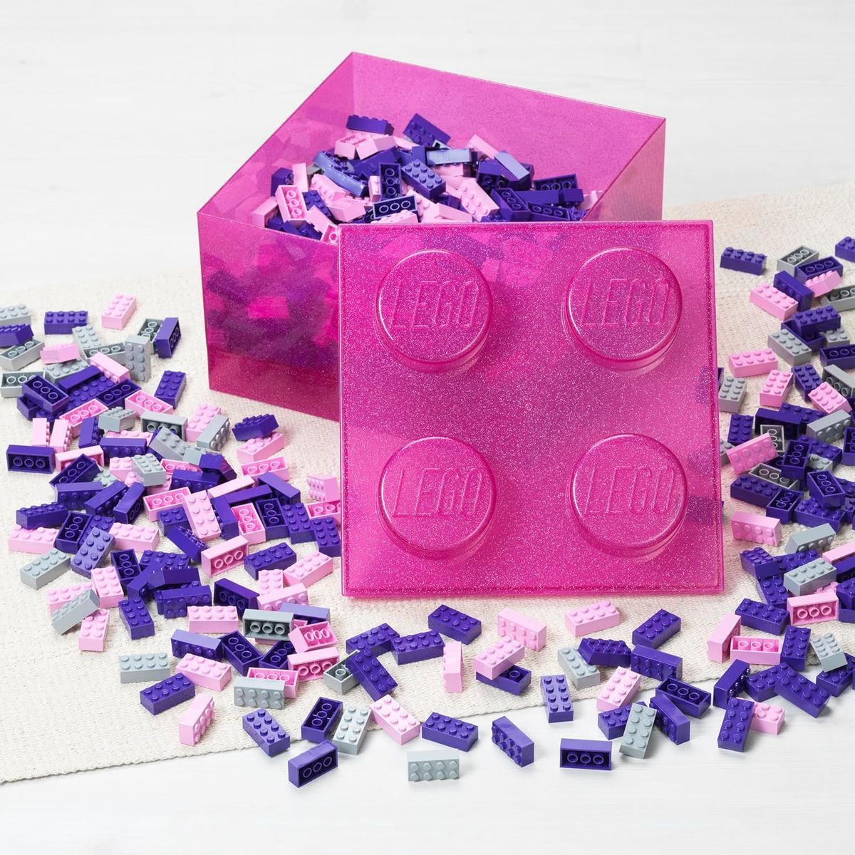 LEGO úložný box 4 s víkem - Třpytivá růžová