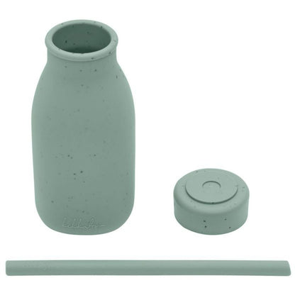 KikkaBoo Láhev s brčkem Platinum Silicone Sage