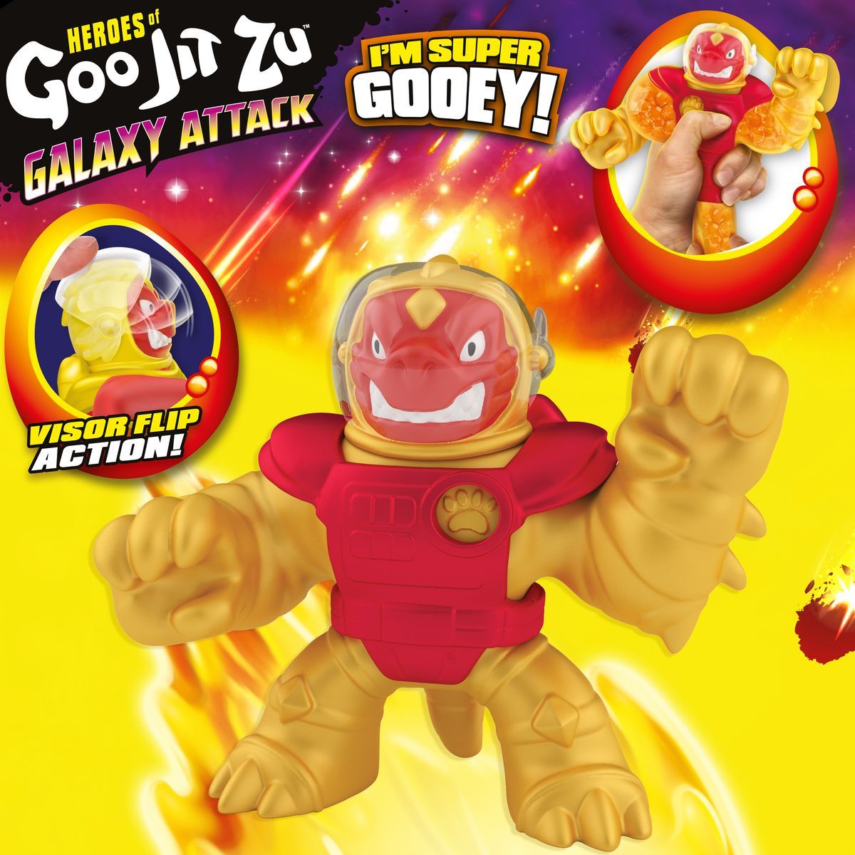 Goo Jit Zu figurka Galaktický útok Série 5 Sun Fyre Blazagon vs. Dark Matter Terrack 12 cm - Poškozený obal
