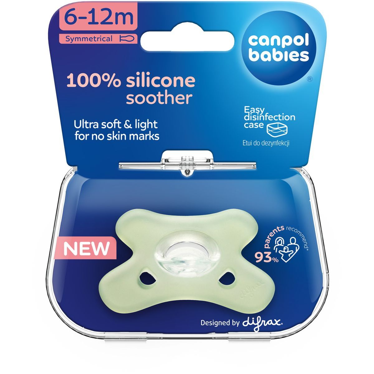 Canpol babies Dudlík  silikonový symetrický 6-12m 1 ks zelený